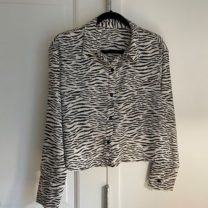 Zara Cropped Button Down in Zebra Print